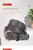 Five row rivet wide faux leather belt