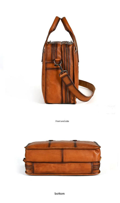 Men’s leather multi-layer office briefcase