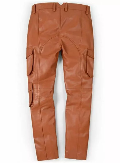 Men's Real Cargo Leather Pant Brown