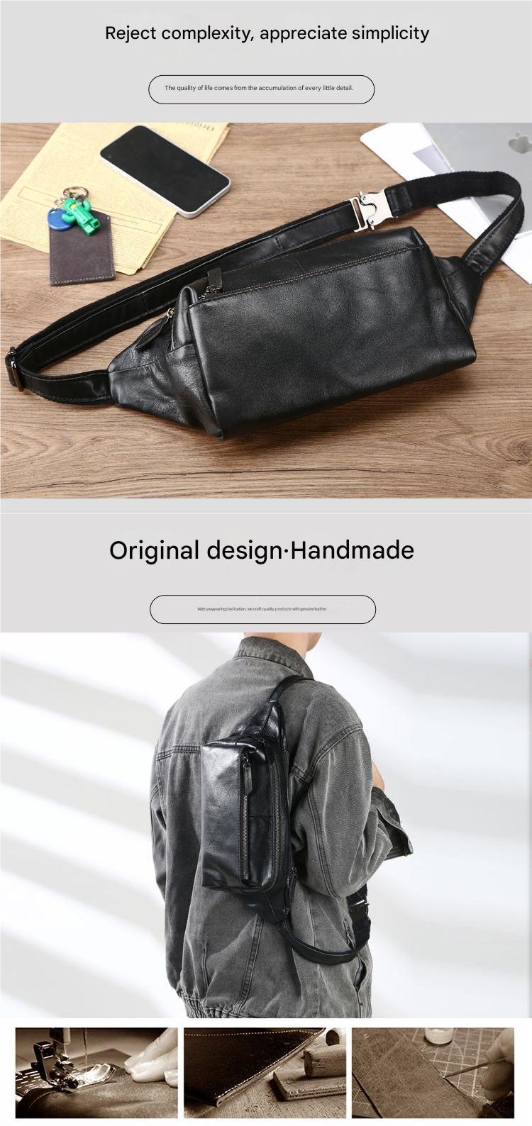 Men’s Top-Grain Leather Crossbody Waist Bag