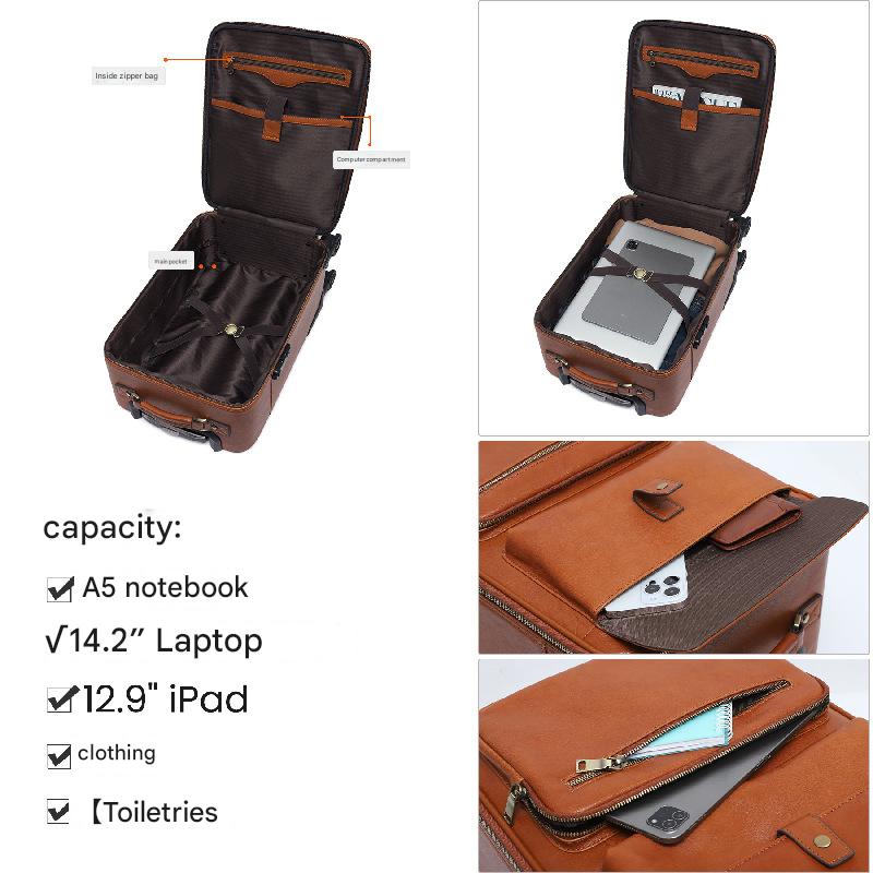 Premium Leather Trolley Suitcase Set