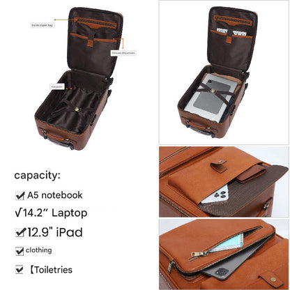 Premium Leather Trolley Suitcase Set