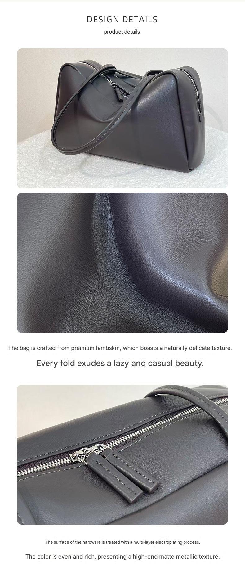 Women’s Genuine Leather Boston Bowling Shoulder Bag