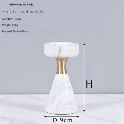 Luxury Marble Candlestick Holder with Gold Accent