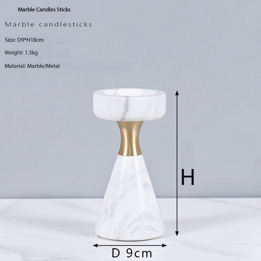 Luxury Marble Candlestick Holder with Gold Accent