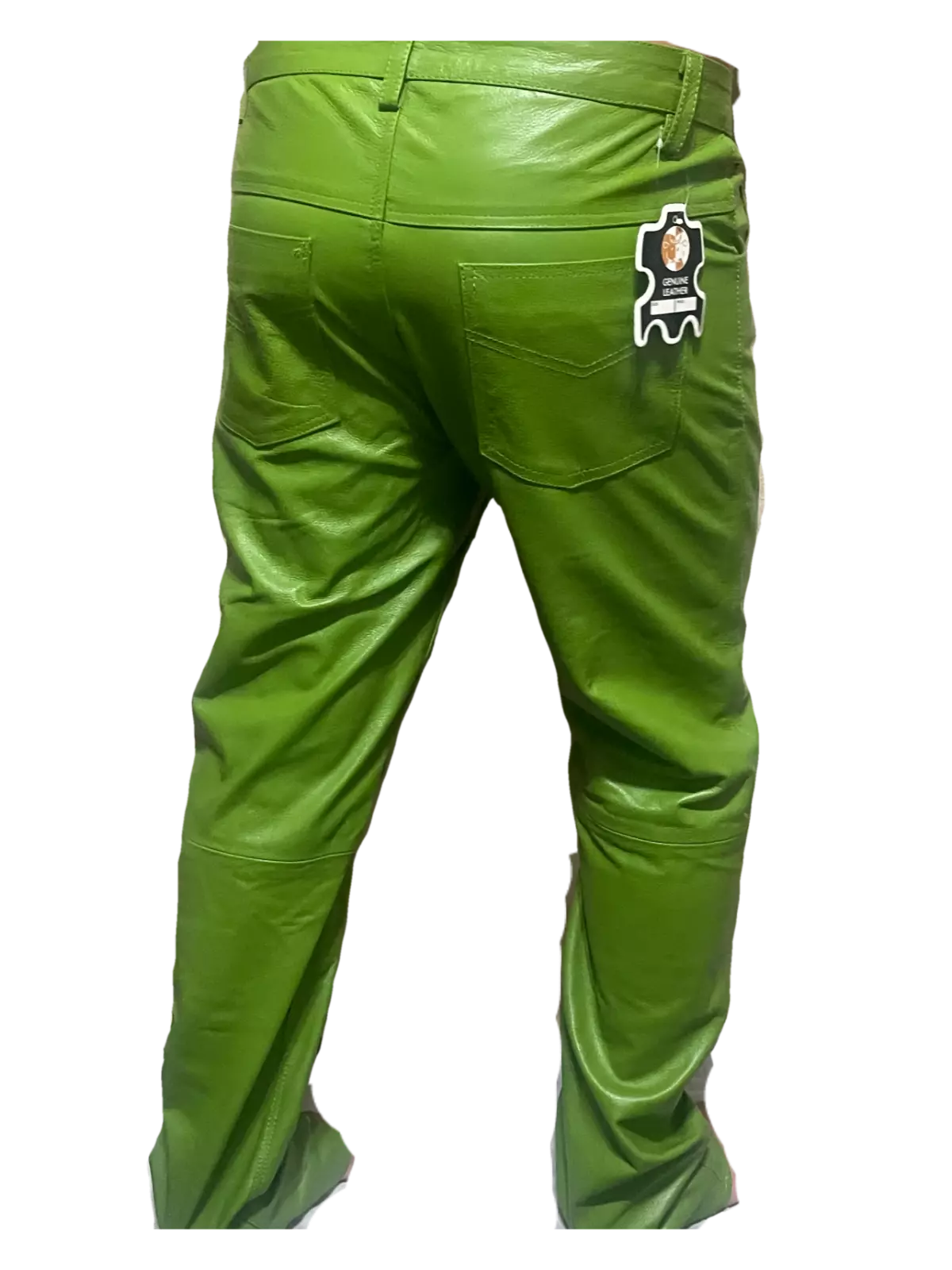 Men's Real Leather Green Pants