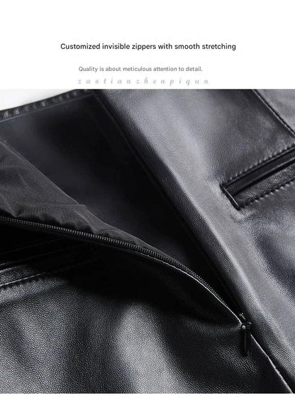 High waisted black sheepskin a line skirt