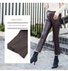 Women High Waisted Cropped Flare Leather Pants