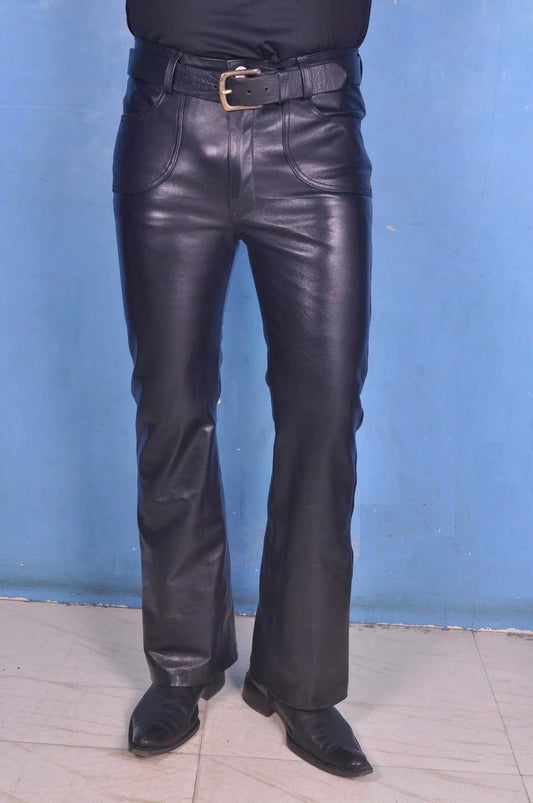 Men's Genuine Leather Motorcycle Pants Trouser