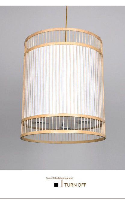 Modern bamboo weaving cylinder chandelier