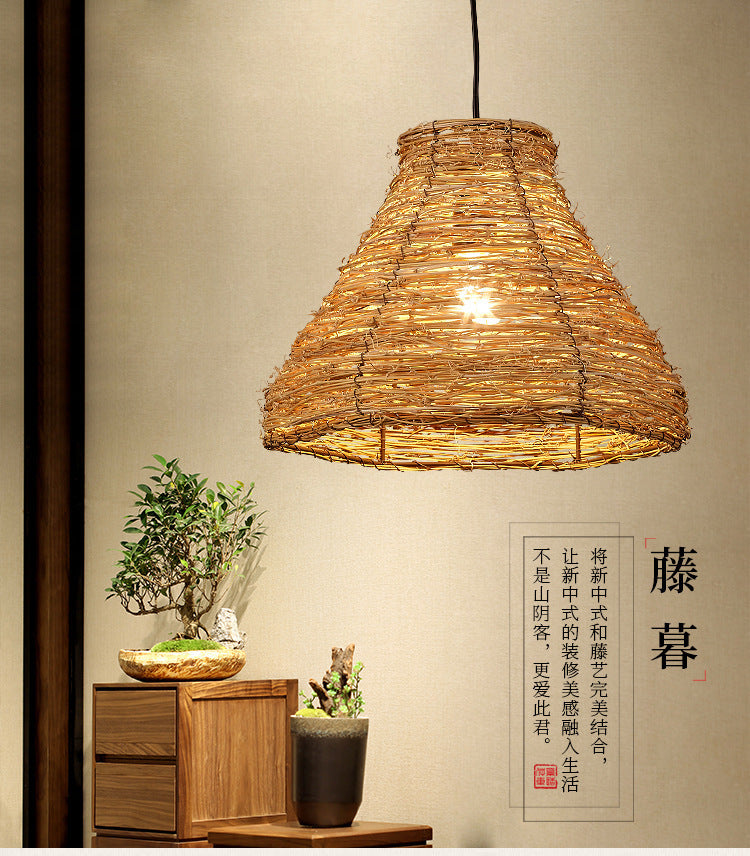 Bamboo woven pendant ceiling light shade