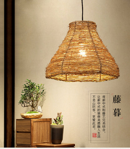 Bamboo woven pendant ceiling light shade