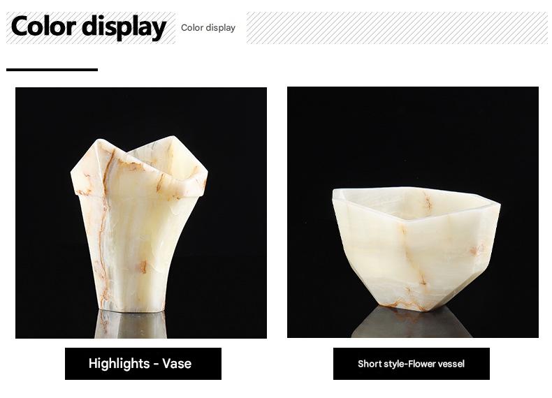 Italian Vintage Style Jade Vase Marble Flower Vase & Pot