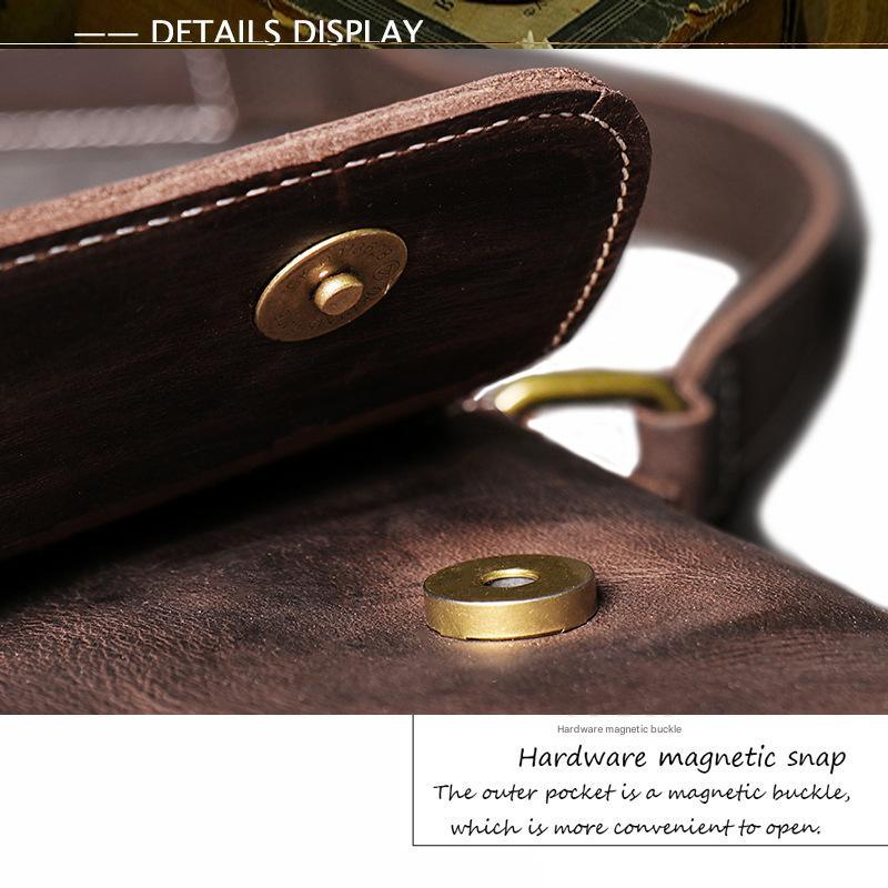 Retro crazy horse leather crossbody shoulder bag