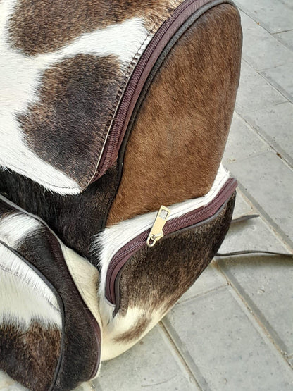 tricolor cowhide backpack leather pattern travel bag