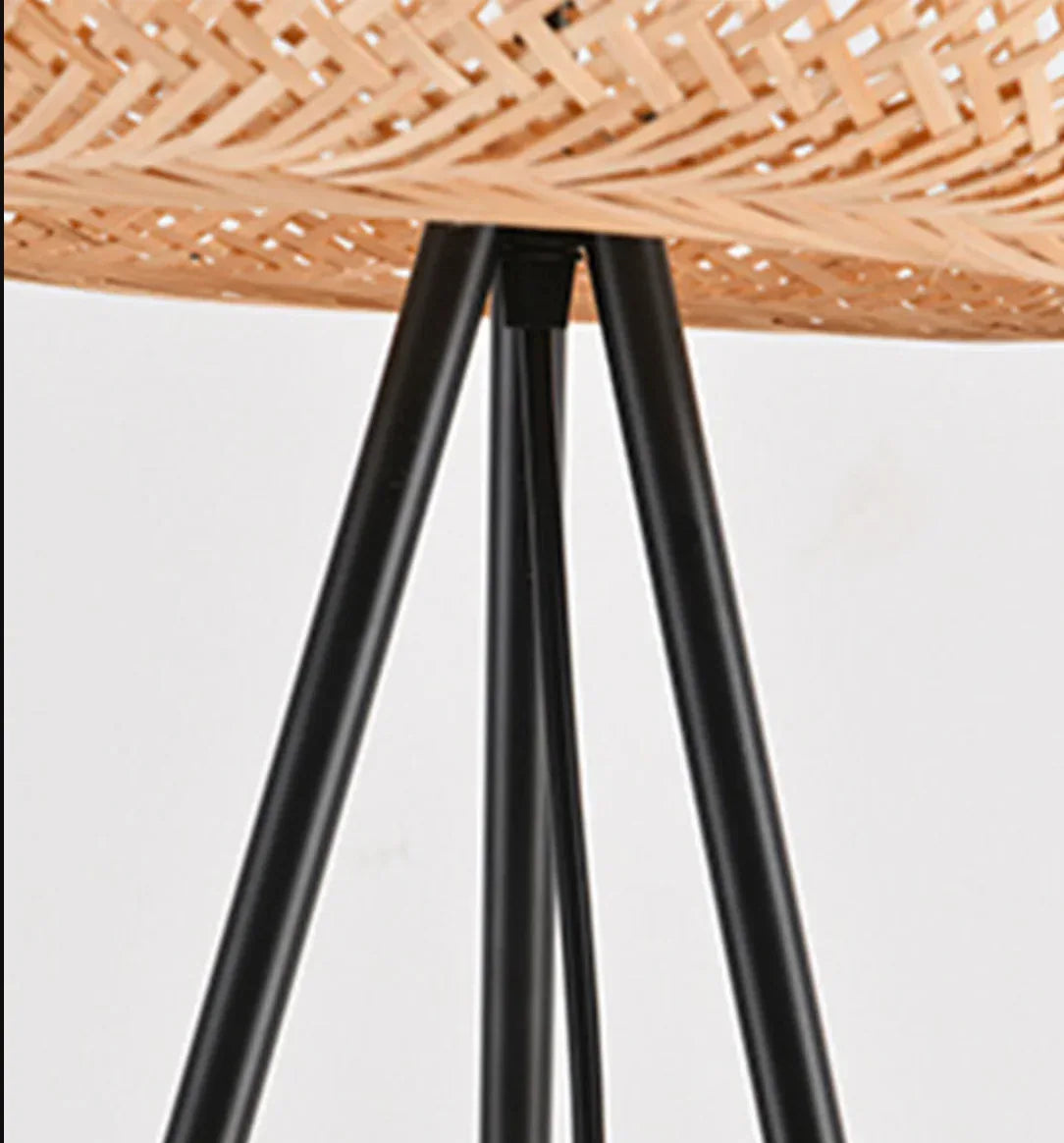 Boho Rattan Standing Floor Lamp for Living Room