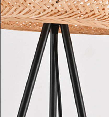 Boho Rattan Standing Floor Lamp for Living Room