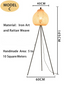 Boho Rattan Standing Floor Lamp for Living Room