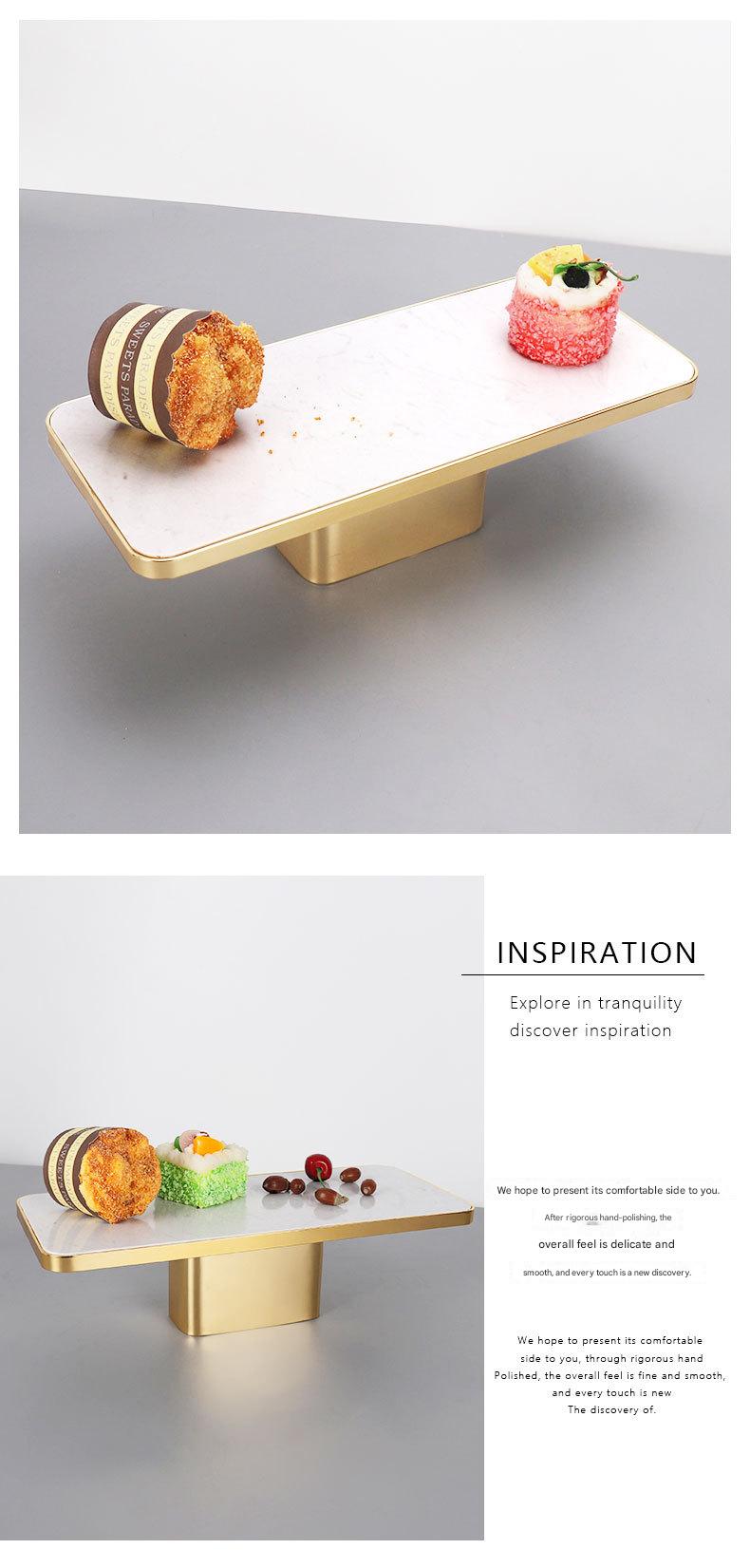 Rectangular Marble Metal Fruit Plate with Gold Base
