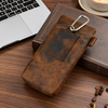 Men’s Leather Waist Bag with Vintage Phone Pouch and Zipper Pocket
