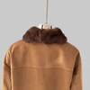 Women’s Faux Leather Jacket with Rabbit Fur Collar Winter Style