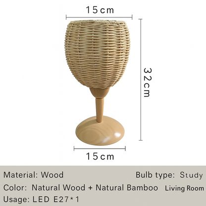 Bamboo Rattan Table Lamp for Bedroom & Side Table
