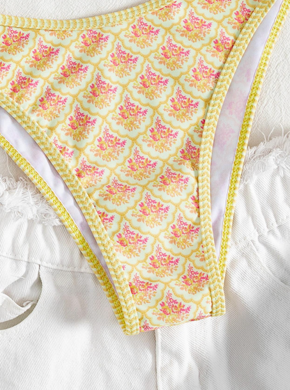 Floral bikini set adjustable strap swimwear