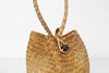 Straw bucket handbag with scarf handle for beach summer