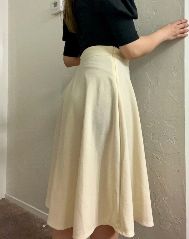 high waisted maxi flared skirt