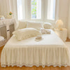 Lace Fitted Sheet with Ruffled Bed Skirt and Pillowcase