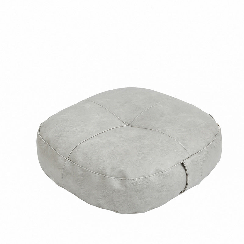 Faux Leather Pouf Ottoman Round Floor Seat Cushion