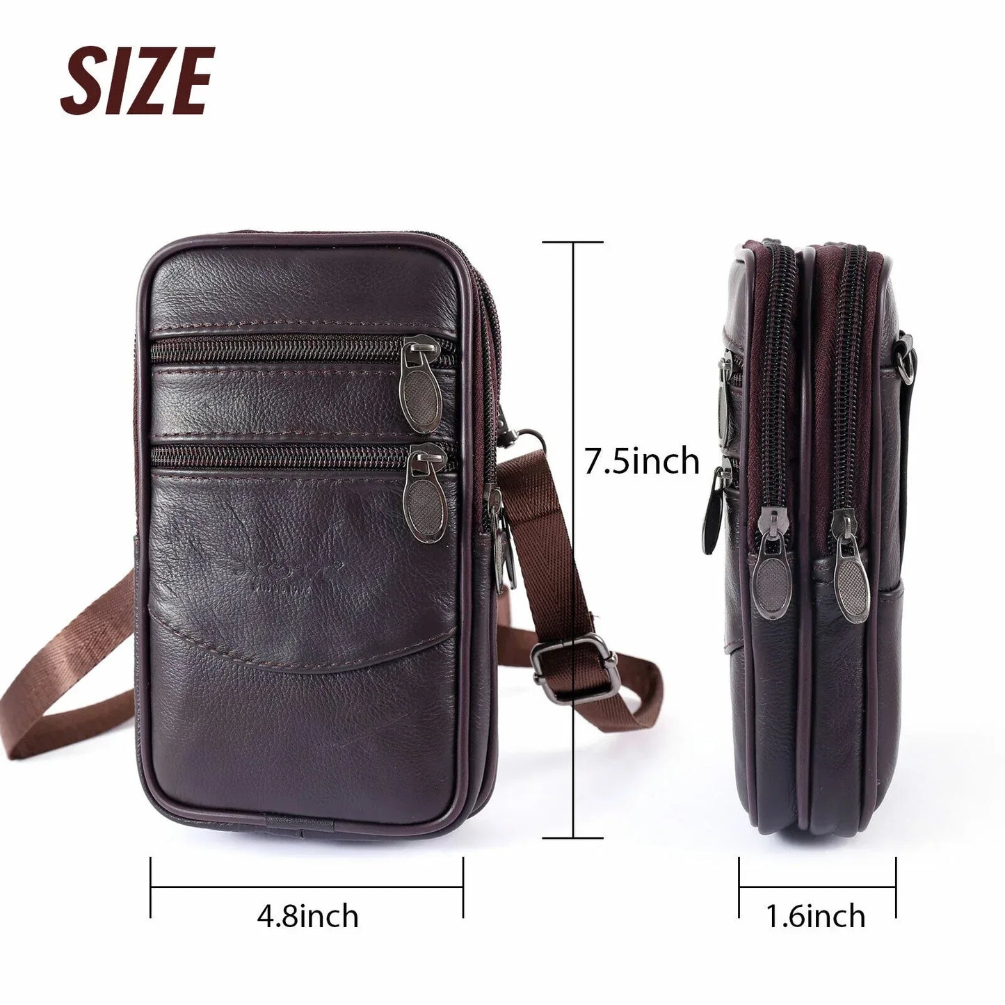 Men’s Genuine Leather Phone Pouch Waist Belt Bag Holster Carry