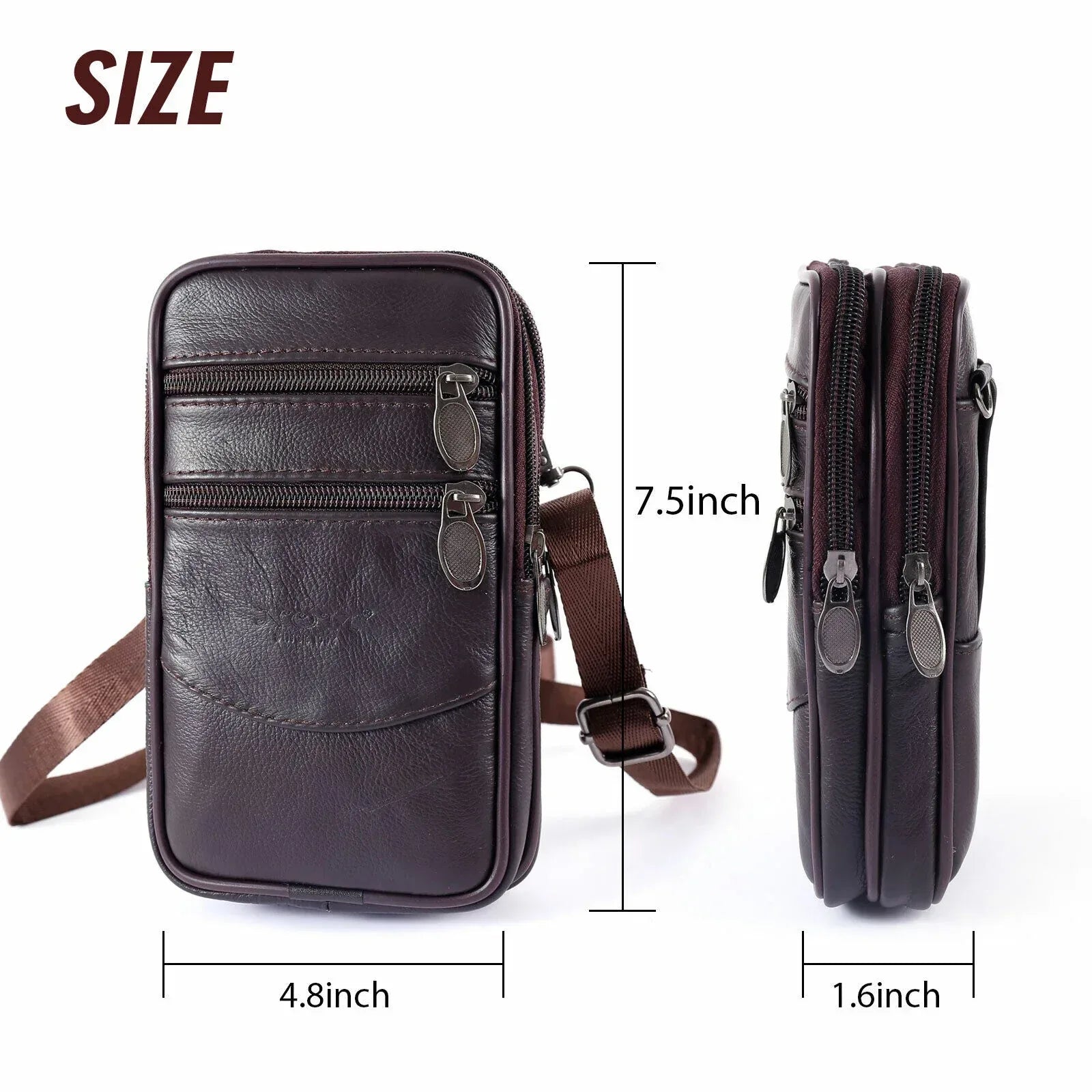 Men’s Genuine Leather Phone Pouch Waist Belt Bag Holster Carry