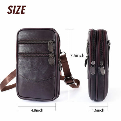 Men’s Genuine Leather Phone Pouch Waist Belt Bag Holster Carry