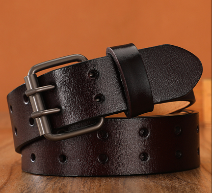 Belt man double needle belts in four leather color options