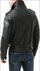 mens leather biker jacket belted waist black motorcycle style