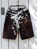 tricolor cowhide shorts for men