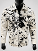 Black and White Cowhide Jacket Hair-On Western Trucker Style