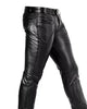 Leather Biker Pants Men Genuine Real Leather Trousers