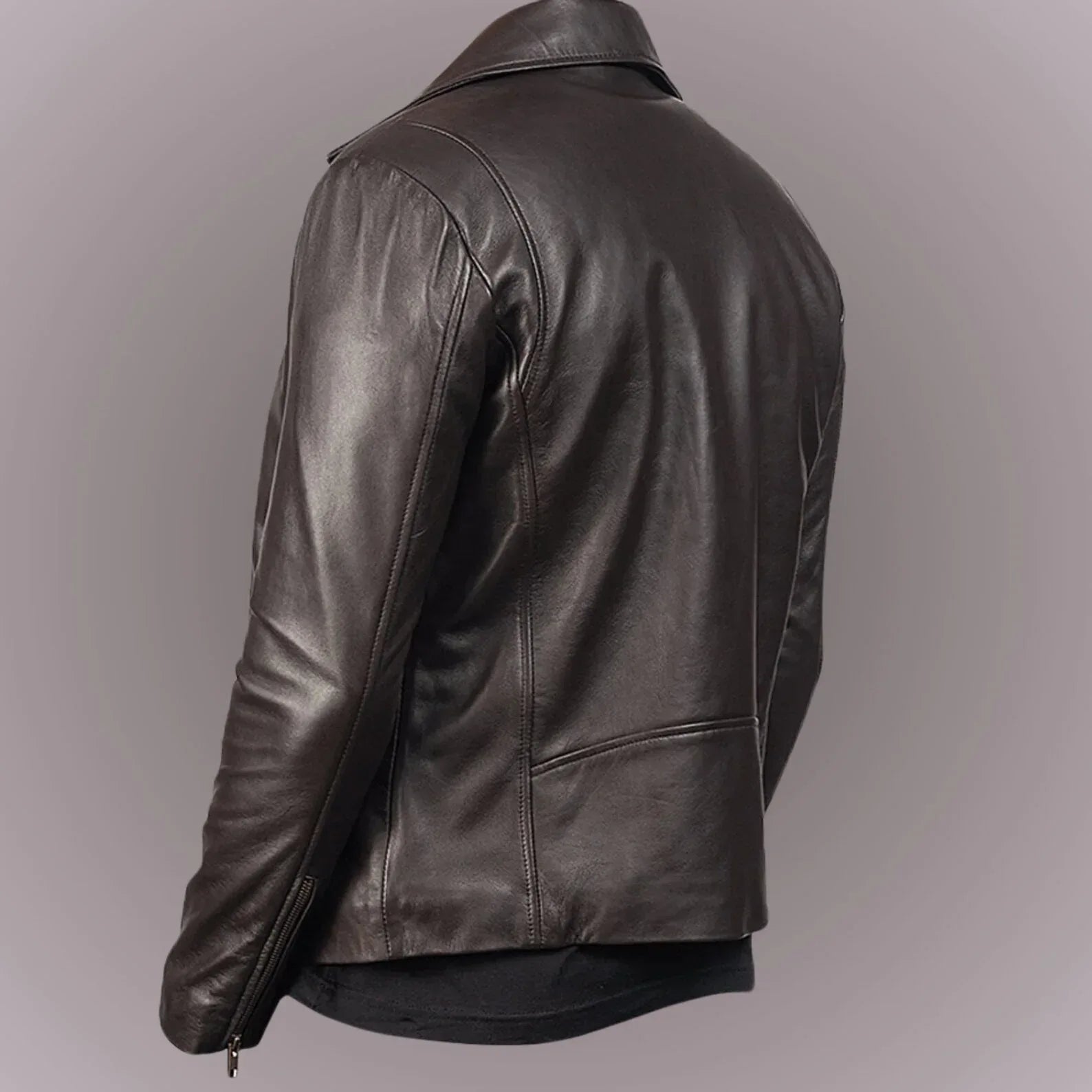 mens leather riding jacket slim fit biker motorcycle style
