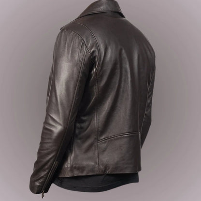 mens leather riding jacket slim fit biker motorcycle style
