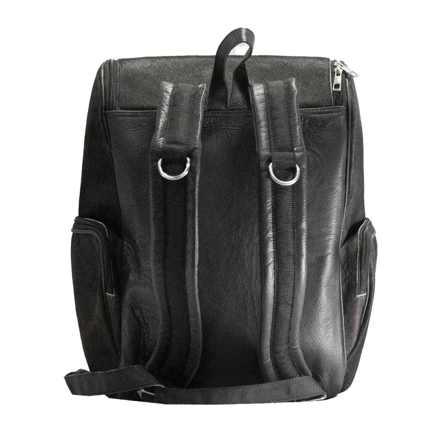 black cowhide backpack leather diaper travel bag