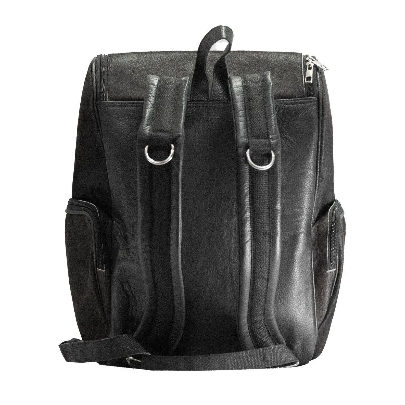 black cowhide backpack leather diaper travel bag
