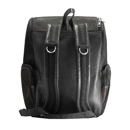black cowhide backpack leather diaper travel bag
