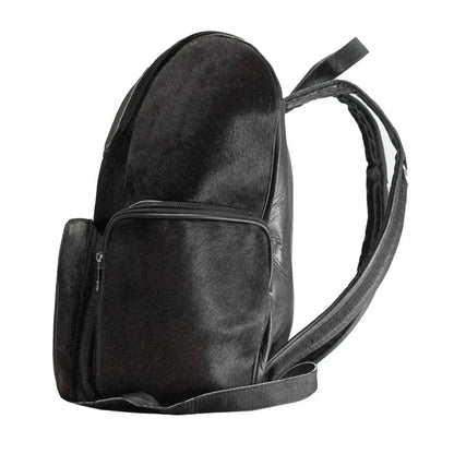 black cowhide backpack leather diaper travel bag