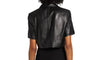 Women's Leather Cropped Top Jacket Black Lambskin Cropped