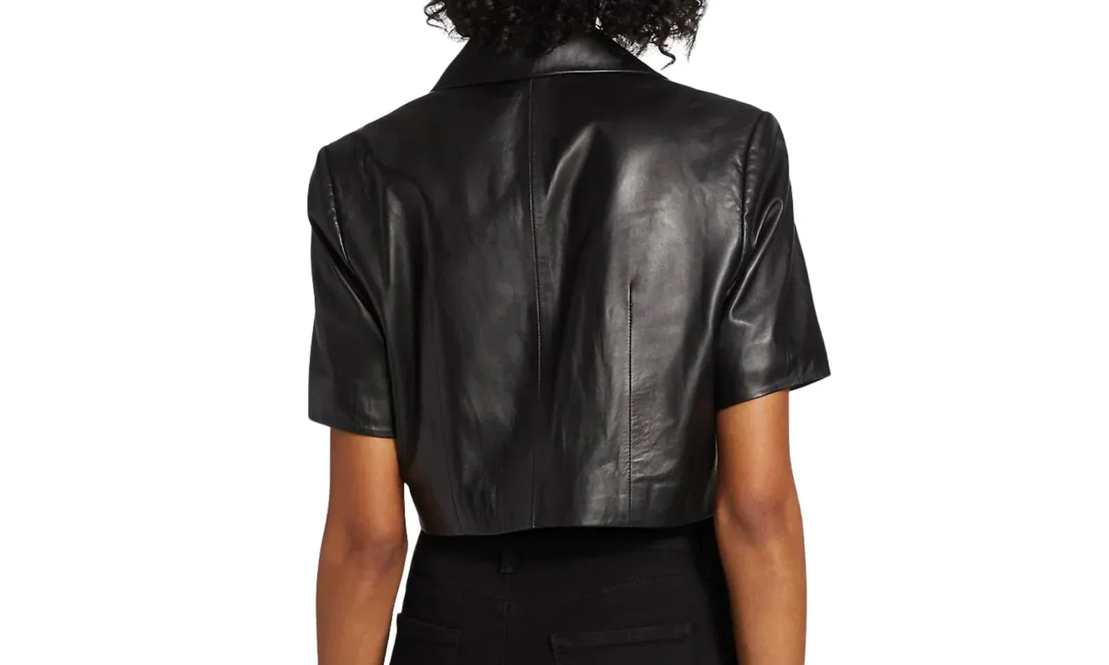 Women's Leather Cropped Top Jacket Black Lambskin Cropped