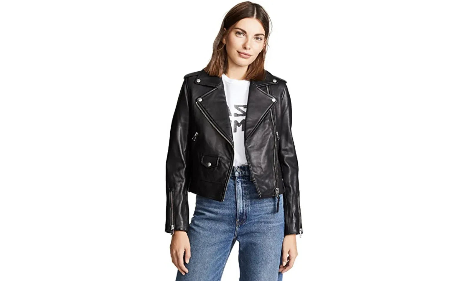 Black Leather Jacket Women Genuine Lambskin Biker Style