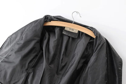 Black Leather Motorcycle Jacket Women Quilted Biker