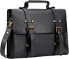 Black leather messenger bag for women